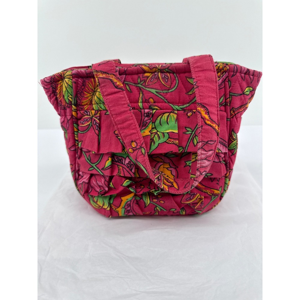 Mona B Quilted Floral Tote Bag Pink Green Yellow Boho Hippie Style - Picture 3 of 9